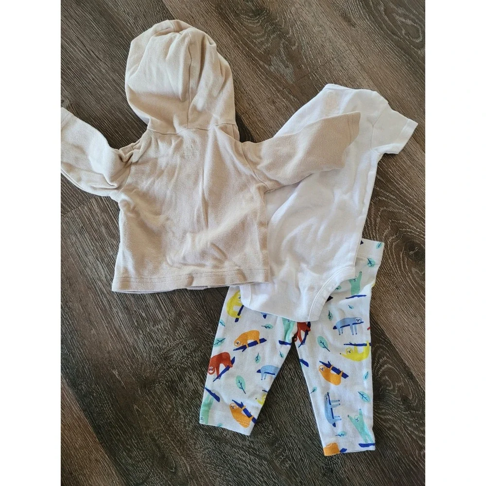 Hello Bello Baby Sloth 3-Piece Set Bodysuit Leggings Hooded Cardigan 0-3M #8